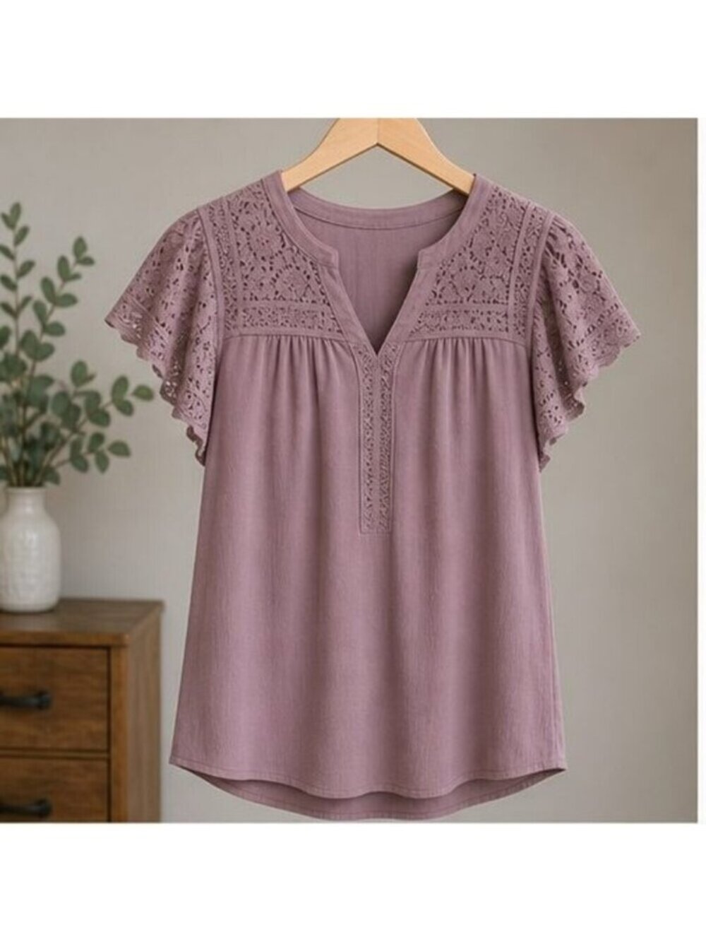 Mauve V Neck Top